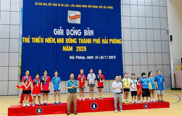 PHƯỜNG LÊ THANH NGHỊ GIÀNH 06 HUY CHƯƠNG ĐỒNG TẠI GIẢI BÓNG BÀN TRẺ, THIẾU NIÊN, NHI ĐỒNG THÀNH PHỐ HẢI PHÒNG NĂM 2026