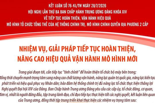 Nhiệm vụ, giải pháp tiếp tục hoàn thiện, nâng cao hiệu quả vận hành mô hình mới
