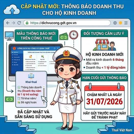 THUẾ CƠ SỞ 1 THÀNH PHỐ HẢI PHÒNG HƯỚNG DẪN KÊ KHAI THÔNG BÁO DOANH THU 6 THÁNG ĐẦU NĂM ĐỐI VỚI HỘ MỚI RA KINH DOANH NĂM 2026