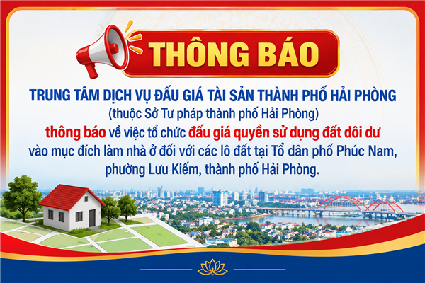 ĐẤU GIÁ QUYỀN SỬ DỤNG ĐẤT TẠI TDP PHÚC NAM, PHƯỜNG LƯU KIẾM