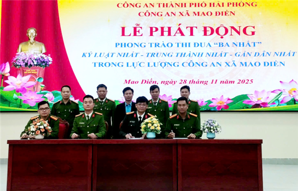 Công an xã Mao Điền phát động phong trào thi đua “Ba nhất”, lan tỏa tinh thần vì Nhân dân phục vụ