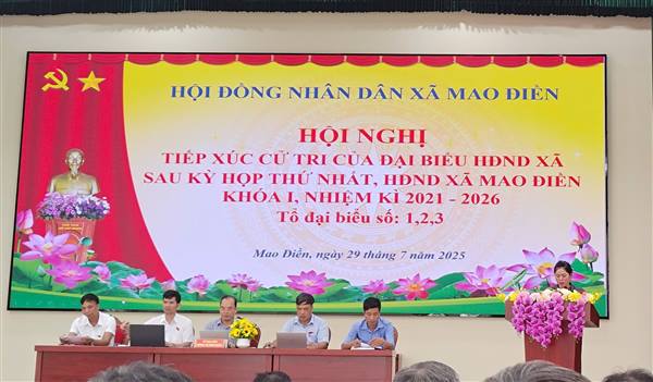 Hội đồng nhân dân xã Mao Điền khóa I, nhiệm kỳ 2021 – 2026 tổ chức buổi tiếp xúc cử tri các thôn trên địa bàn xã Mao Điền sau kỳ họp thứ nhất