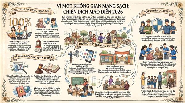 Mao Điền triển khai Chiến dịch 2026: Quyết tâm xây dựng không gian mạng sạch, an toàn cho người dân