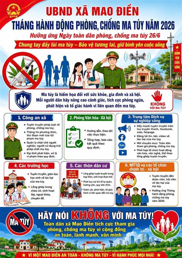 HƯỞNG ỨNG THÁNG HÀNH ĐỘNG PHÒNG, CHỐNG MA TUÝ NĂM 2026.