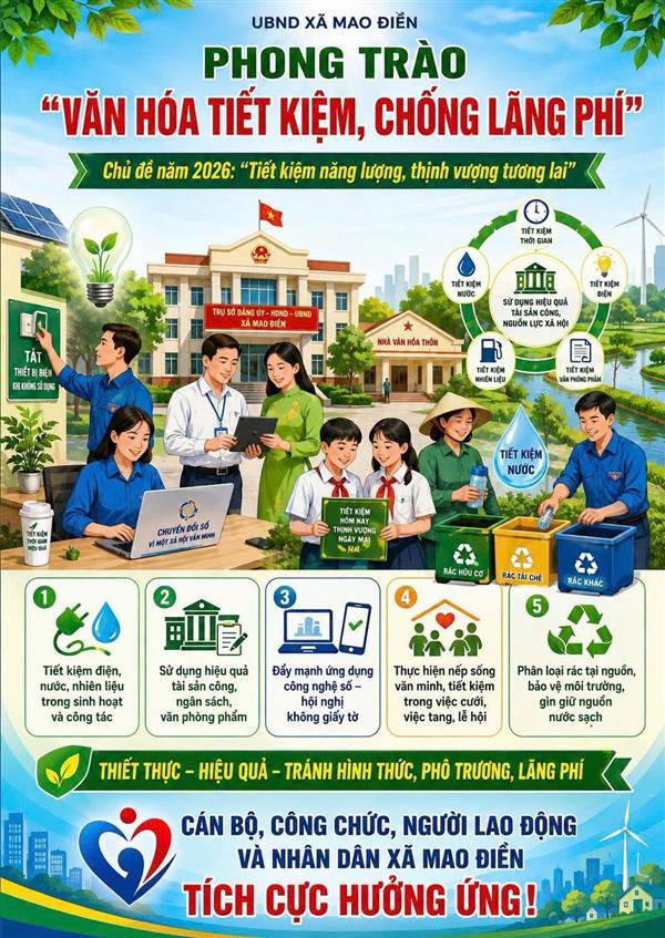 XÃ MAO ĐIỀN HƯỞNG ỨNG PHONG TRÀO “VĂN HOÁ TIẾT KIỆM, CHỐNG LÃNG PHÍ”