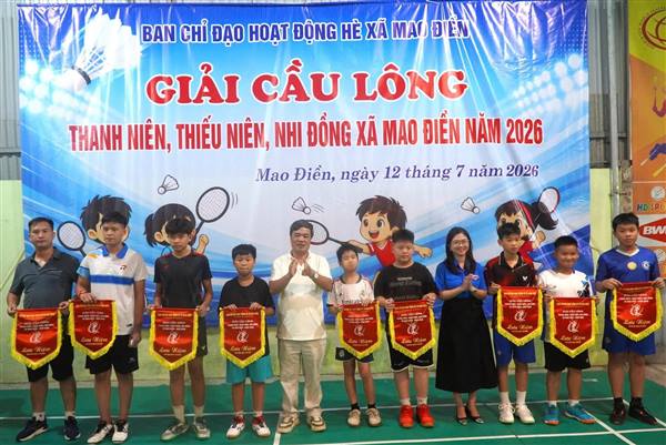 Sôi nổi Giải cầu lông Thanh niên, thiếu niên, nhi đồng xã Mao Điền năm 2026