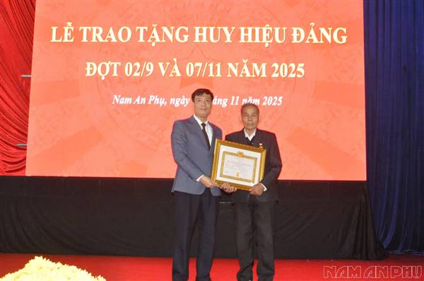 Đảng bộ xã Nam An Phụ trao Huy hiệu Đảng đợt 02/9/2025 và đợt 07/11/2025