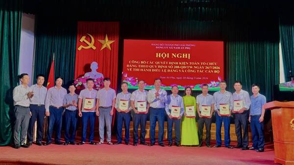 ĐẢNG ỦY XÃ NAM AN PHỤ TỔ CHỨC HỘI NGHỊ CÔNG BỐ CÁC QUYẾT ĐỊNH VỀ SẮP XẾP MÔ HÌNH TỔ CHỨC ĐẢNG VÀ CHỈ ĐỊNH NHÂN SỰ CẤP ỦY CÁC TỔ CHỨC ĐẢNG SAU SẮP XẾP