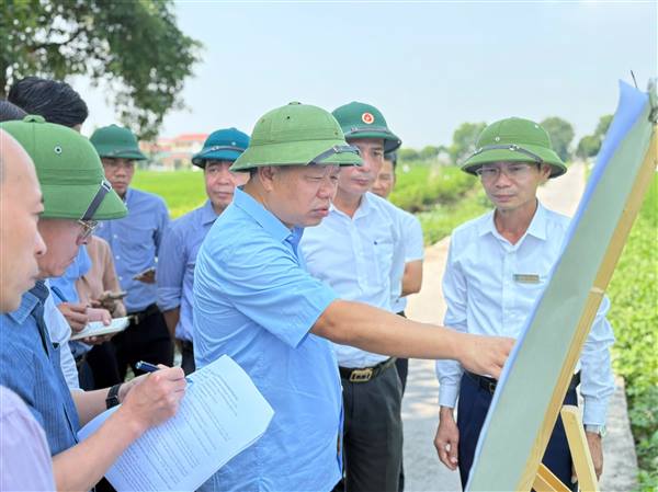 Lãnh đạo UBND thành phố Hải Phòng và các Sở, ngành kiểm tra tiến độ giải phóng mặt bằng Dự án Cụm công nghiệp Thăng Long, xã Nam An Phụ.