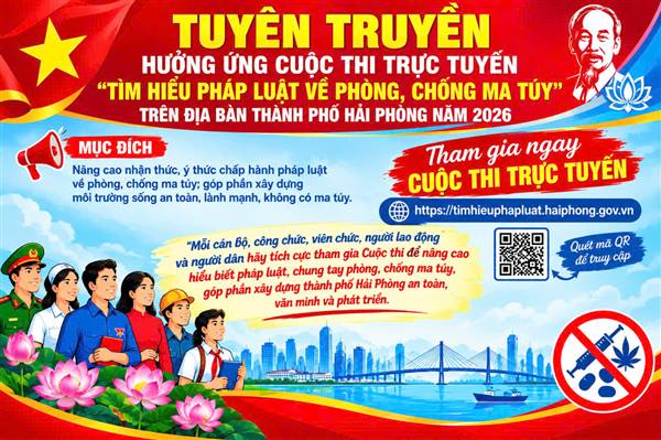 XÃ NAM AN PHỤ: THÔNG BÁO
 Hưởng ứng Cuộc thi trực tuyến “Tìm hiểu pháp luật về phòng, chống ma túy” trên địa bàn thành phố Hải Phòng năm 2026
