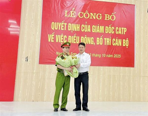 CÔNG AN PHƯỜNG NAM ĐỒ SƠN TỔ CHỨC LỄ CÔNG BỐ QUYẾT ĐỊNH ĐIỀU ĐỘNG CÁN BỘ