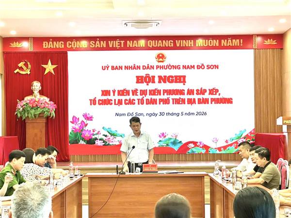 PHƯỜNG NAM ĐỒ SƠN TỔ CHỨC HỘI NGHỊ XIN Ý KIẾN VỀ DỰ KIẾN PHƯƠNG ÁN SẮP XẾP, TỔ CHỨC LẠI CÁC TỔ DÂN PHỐ