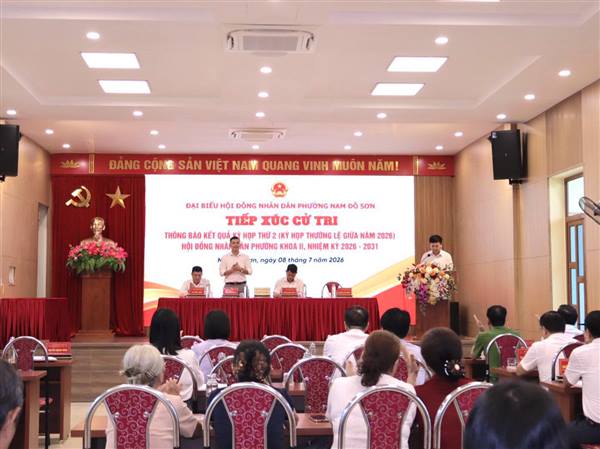 PHƯỜNG NAM ĐỒ SƠN TỔ CHỨC HỘI NGHỊ TIẾP XÚC CỬ TRI THÔNG BÁO KẾT QUẢ KỲ HỌP THỨ HAI HỘI ĐỒNG NHÂN DÂN PHƯỜNG KHÓA II, NHIỆM KỲ 2026 - 2031
