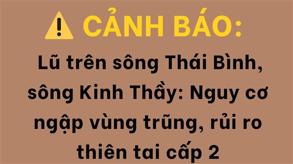 Hải Phòng phát tin cảnh báo lũ trên sông Thái Bình, sông Kinh Thầy: Nguy cơ ngập vùng trũng, rủi ro thiên tai cấp 2