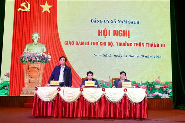Đảng ủy xã Nam Sách tổ chức hội nghị giao ban tháng 10: Triển khai nhiệm vụ trọng tâm tháng 11/2025