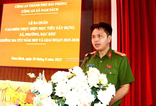 Công an xã Nam Sách ra quân cao điểm thực hiện xây dựng địa bàn không ma túy