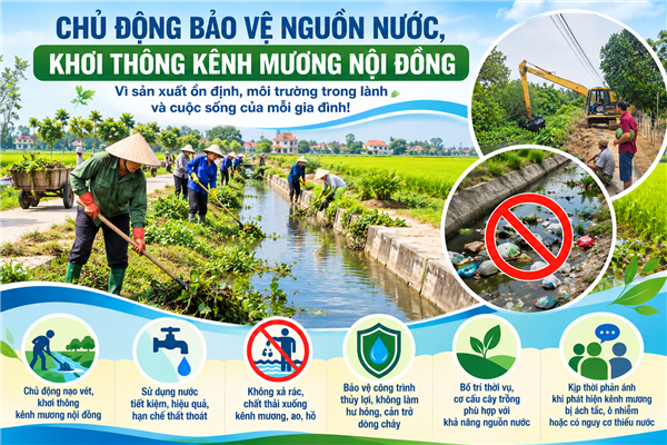 Chủ động bảo vệ nguồn nước, khơi thông kênh mương nội đồng