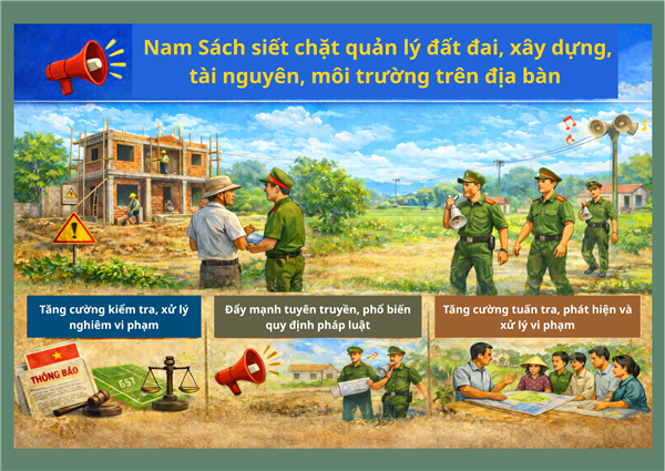 Nam Sách siết chặt quản lý đất đai, xây dựng, tài nguyên, môi trường trên địa bàn