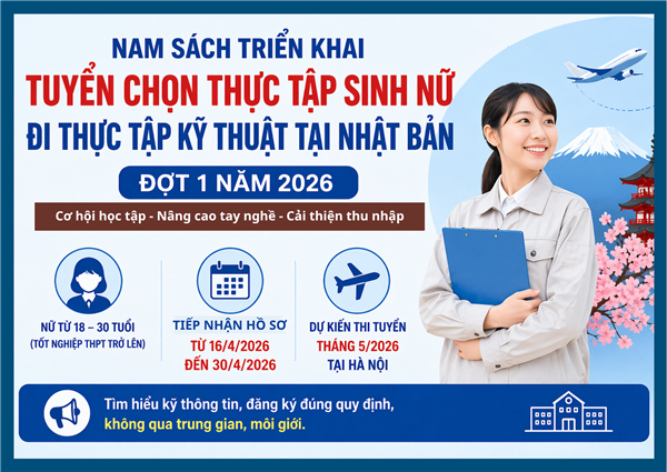Nam Sách triển khai tuyển chọn thực tập sinh nữ đi thực tập kỹ thuật tại Nhật Bản đợt 1 năm 2026