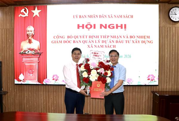 Nam Sách: Bổ nhiệm ông Lương Ngọc Huy giữ chức Giám đốc Ban Quản lý dự án đầu tư xây dựng