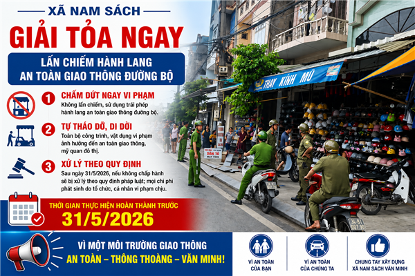 Yêu cầu tháo dỡ, giải toả vi phạm lấn chiếm hành lang an toàn giao thông đường bộ trên địa bàn xã