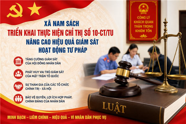 Đảng ủy xã Nam Sách triển khai thực hiện Chỉ thị về nâng cao hiệu quả giám sát hoạt động tư pháp