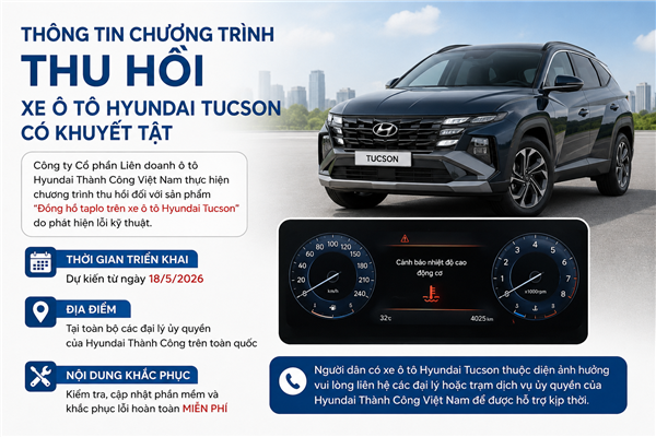 Nam Sách thông tin chương trình thu hồi xe ô tô Hyundai Tucson có khuyết tật