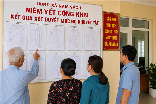 Nam Sách niêm yết công khai kết quả xét duyệt mức độ khuyết tật