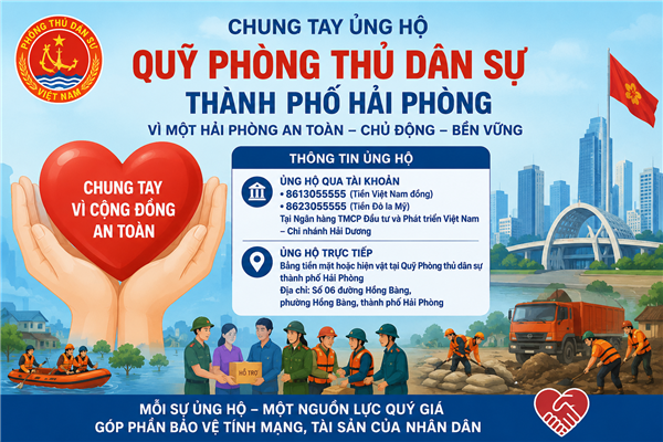 Nam Sách kêu gọi ủng hộ Quỹ phòng thủ dân sự thành phố Hải Phòng năm 2026