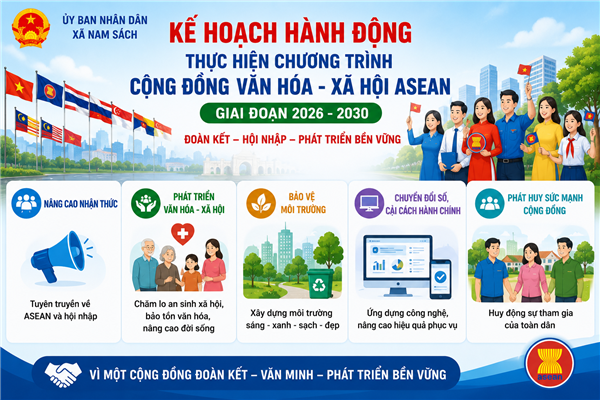 Xã Nam Sách triển khai kế hoạch thực hiện Chương trình Cộng đồng Văn hóa - Xã hội ASEAN giai đoạn 2026–2030