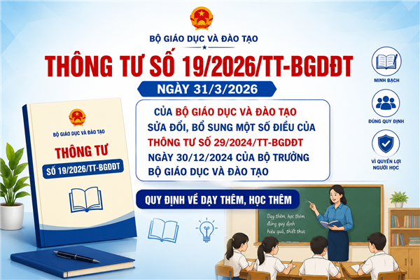 Thông tư số 19/2026/TT-BGDĐT ngày 31/3/2026 của Bộ giáo dục và Đào tạo quy định về dạy thêm, học thêm.