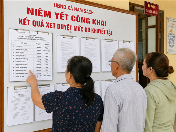 Nam Sách niêm yết công khai kết quả xác định mức độ khuyết tật