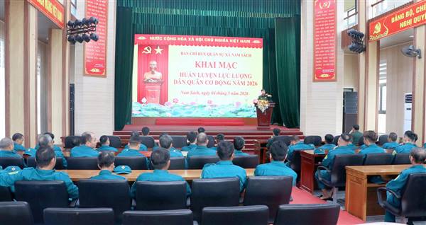 Nam Sách khai mạc huấn luyện Trung đội Dân quân cơ động xã năm 2026
