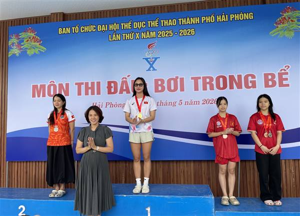 Xã Nam Sách đạt thành tích nổi bật môn Bơi trong bể Đại hội Thể dục thể thao thành phố