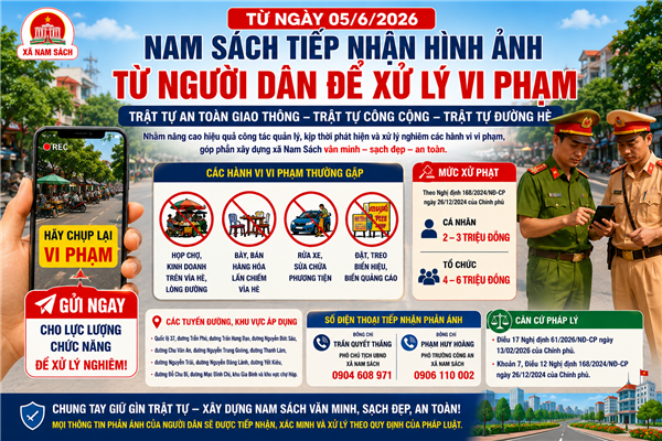 Nam Sách tiếp nhận hình ảnh từ người dân để xử lý vi phạm trật tự giao thông, trật tự công cộng