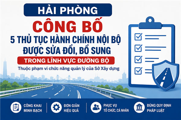 Hải Phòng công bố 5 thủ tục hành chính nội bộ được sửa đổi, bổ sung trong lĩnh vực đường bộ