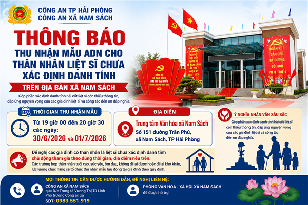 THÔNG BÁO: Tổ chức thu nhận mẫu ADN cho thân nhân liệt sĩ chưa xác định danh tính