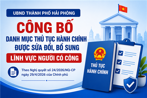Danh mục thủ tục hành chính được sửa đổi, bổ sung lĩnh vực người có công thuộc phạm vi, chức năng quản lý của Sở Nội vụ được quy định tại Nghị quyết số 24/2026/NQ-CP ngày 29 tháng 4 năm 2026 của Chính phủ