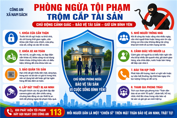 BÀI TUYÊN TRUYỀN Phòng ngừa tội phạm trộm cắp tài sản trên địa bàn xã Nam Sách