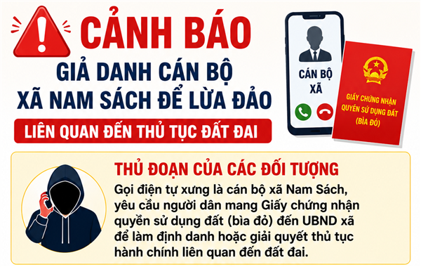 Nam Sách cảnh báo thủ đoạn giả danh cán bộ xã để lừa đảo liên quan đến thủ tục đất đai