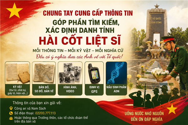 Chung tay cung cấp thông tin, góp phần tìm kiếm và xác định danh tính hài cốt liệt sĩ