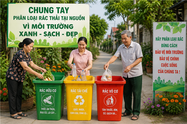 Người dân xã Nam Sách tích cực phân loại rác thải tại nguồn, chung tay giữ gìn môi trường xanh - sạch - đẹp