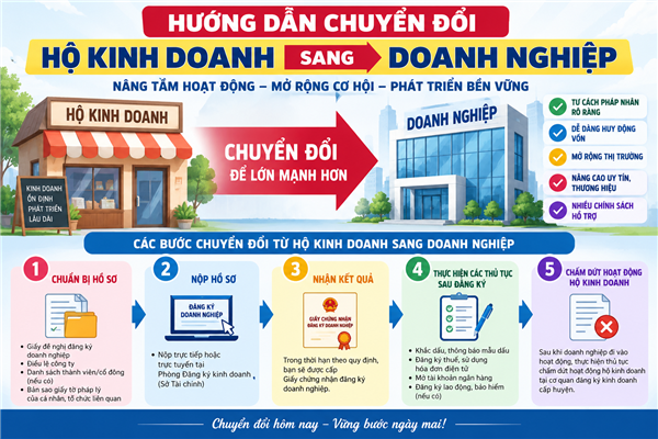 Hướng dẫn chuyển đổi HỘ KINH DOANH sang DOANH NGHIỆP