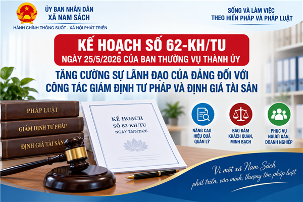 Kế hoạch số 62-KH/TU ngày 25/5/2026 của Ban Thường vụ Thành ủy về tăng cường sự lãnh đạo của Đảng đối với công tác giám định tư pháp và định giá tài sản