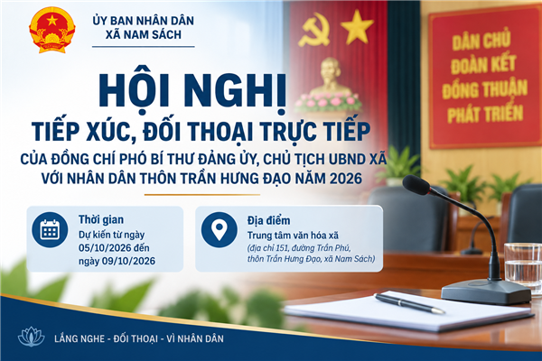 KẾ HOẠCH Tổ chức hội nghị tiếp xúc, đối thoại trực tiếp của đồng chí Phó Bí thư Đảng ủy,
Chủ tịch UBND xã với Nhân dân thôn Trần Hưng Đạo năm 2026