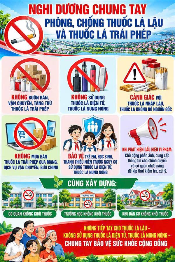 📢 NGHI DƯƠNG TĂNG CƯỜNG TUYÊN TRUYỀN, PHÒNG CHỐNG THUỐC LÁ TRÁI PHÉP