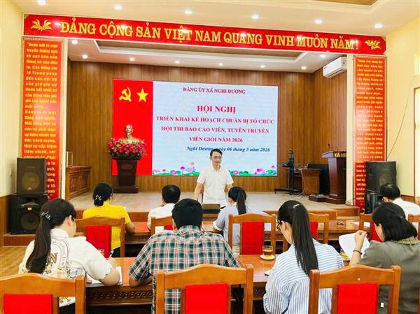 ĐẢNG ỦY XÃ NGHI DƯƠNG TRIỂN KHAI CÔNG TÁC CHUẨN BỊ HỘI THI BÁO CÁO VIÊN, TUYÊN TRUYỀN VIÊN GIỎI VỀ NGHỊ QUYẾT ĐẠI HỘI XIV CỦA ĐẢNG VÀ NGHỊ QUYẾT ĐẠI HỘI ĐẢNG CÁC CẤP NHIỆM KỲ 2025 – 2030