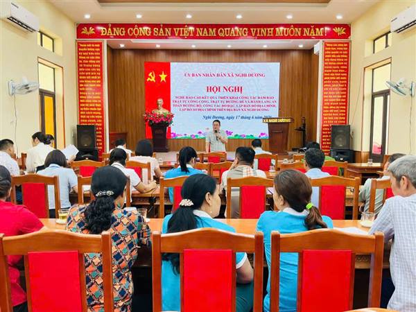 XÃ NGHI DƯƠNG TỔ CHỨC HỘI NGHỊ NGHE BÁO CÁO KẾT QUẢ TRIỂN KHAI CÔNG TÁC BẢO ĐẢM TRẬT TỰ CÔNG CỘNG, AN TOÀN GIAO THÔNG VÀ ĐO ĐẠC, LẬP HỒ SƠ ĐỊA CHÍNH TRÊN ĐỊA BÀN XÃ