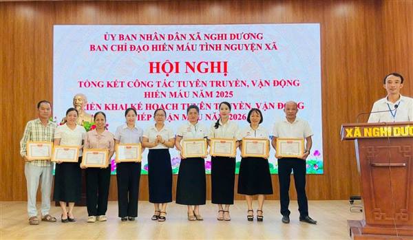 🩸🩸🩸 XÃ NGHI DƯƠNG TỔ CHỨC HỘI NGHỊ TỔNG KẾT CÔNG TÁC TUYÊN TRUYỀN, VẬN ĐỘNG HIẾN MÁU TÌNH NGUYỆN NĂM 2025; TRIỂN KHAI KẾ HOẠCH NĂM 2026