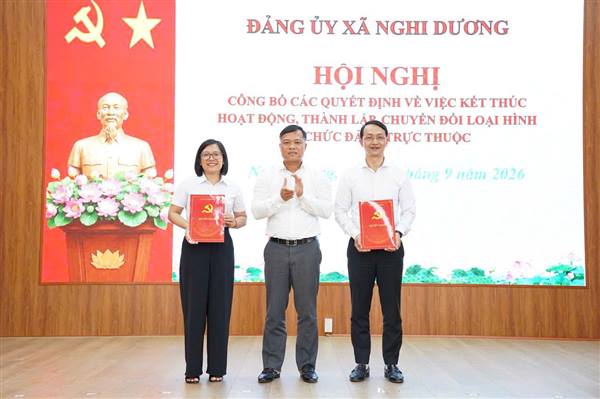 ĐẢNG ỦY XÃ NGHI DƯƠNG CÔNG BỐ CÁC QUYẾT ĐỊNH VỀ TỔ CHỨC ĐẢNG TRỰC THUỘC
